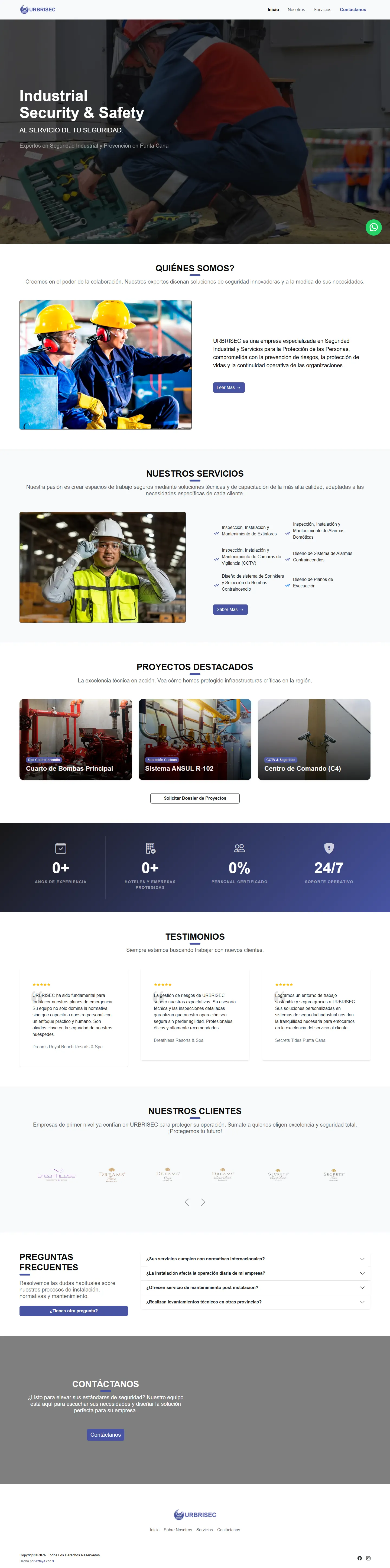 Full-page screenshot of the UrBRISEC website
